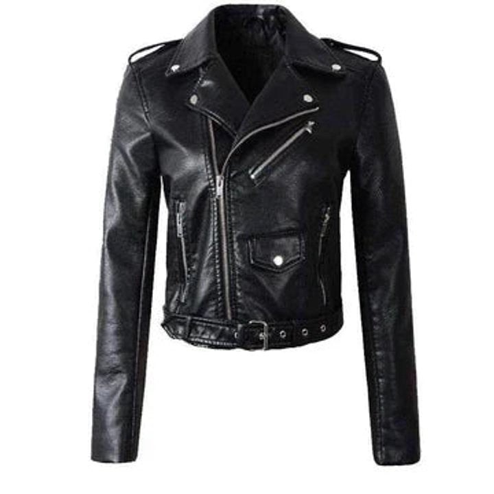 Rachel | Veste motard courte à ceinture