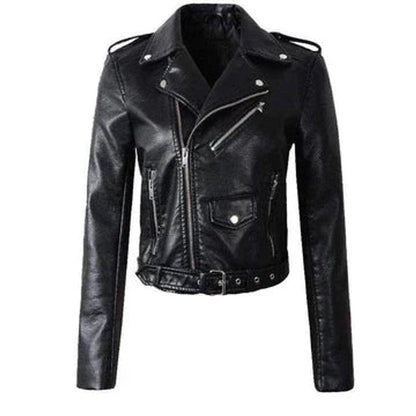 Rachel | Veste motard courte à ceinture