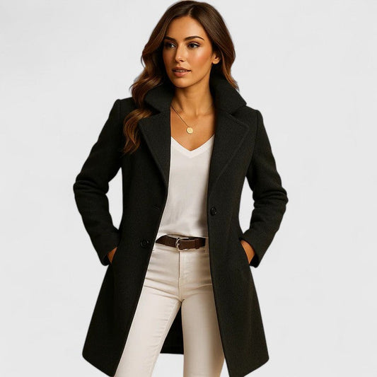 Blanche | Manteau long ajusté à col cranté