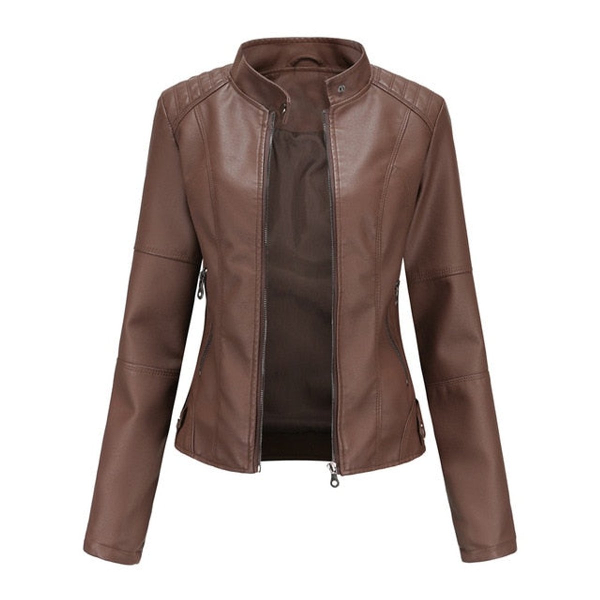 Helen | Veste motard raffinée à col montant