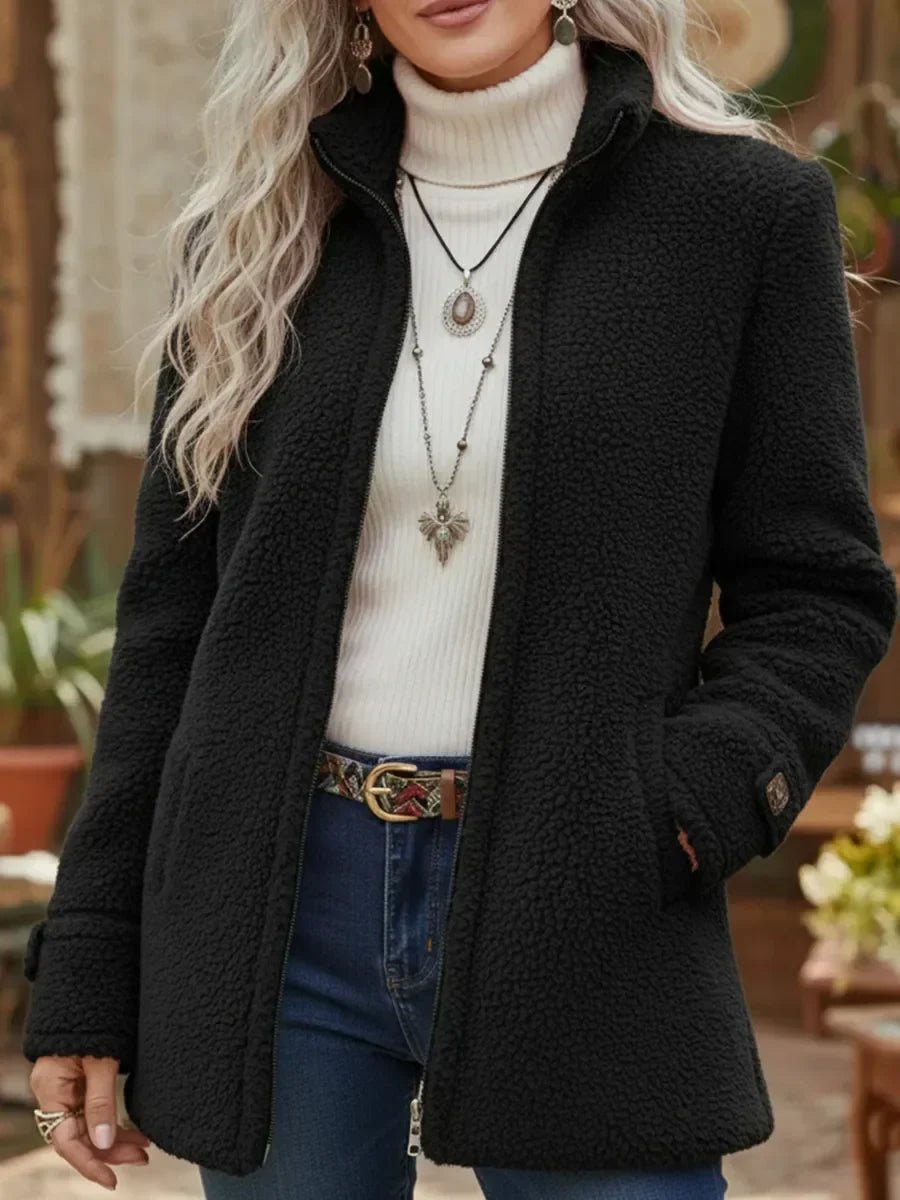 Patricia | Manteau zippé moelleux à col montant