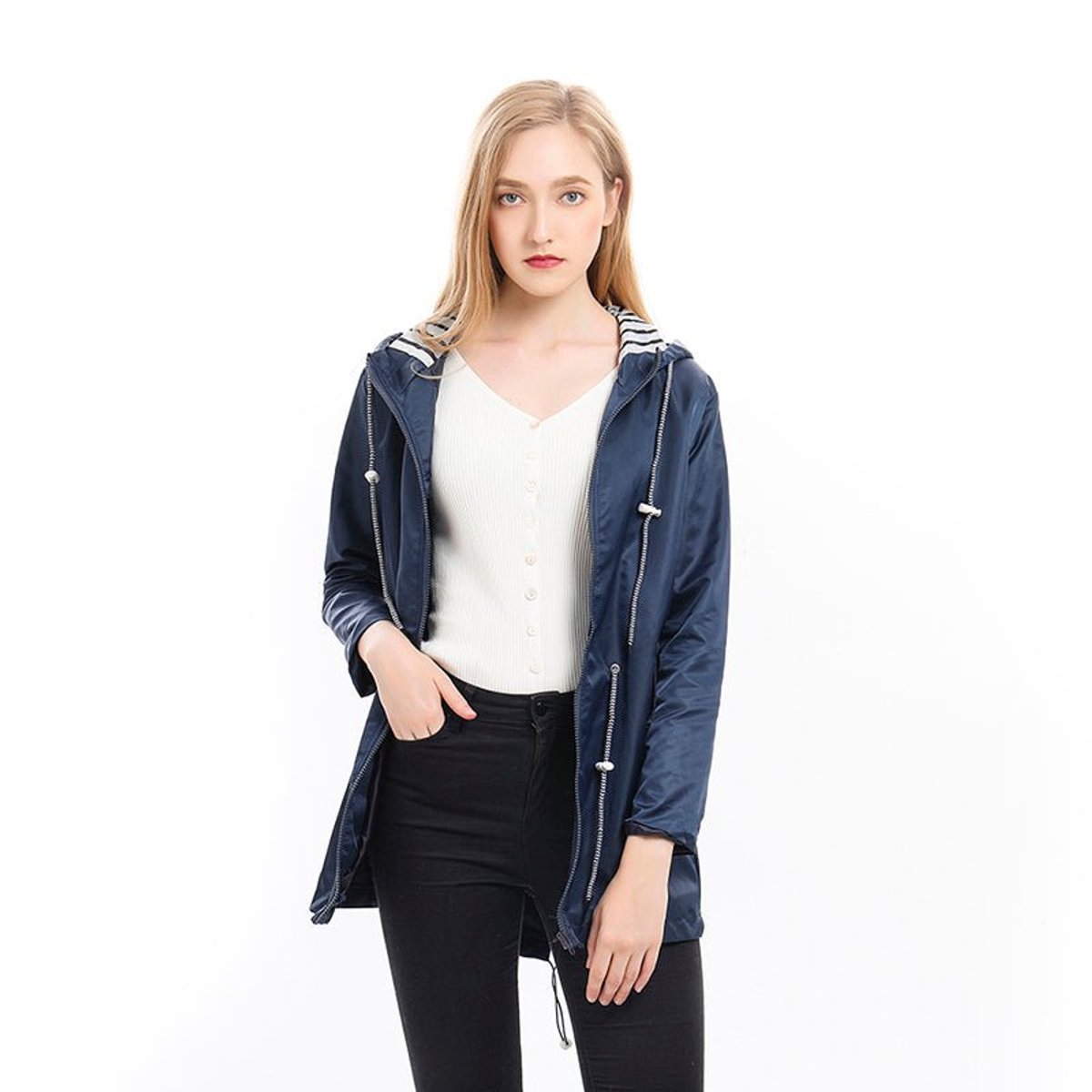 Margaret | Manteau de pluie à capuche et cordon de serrage