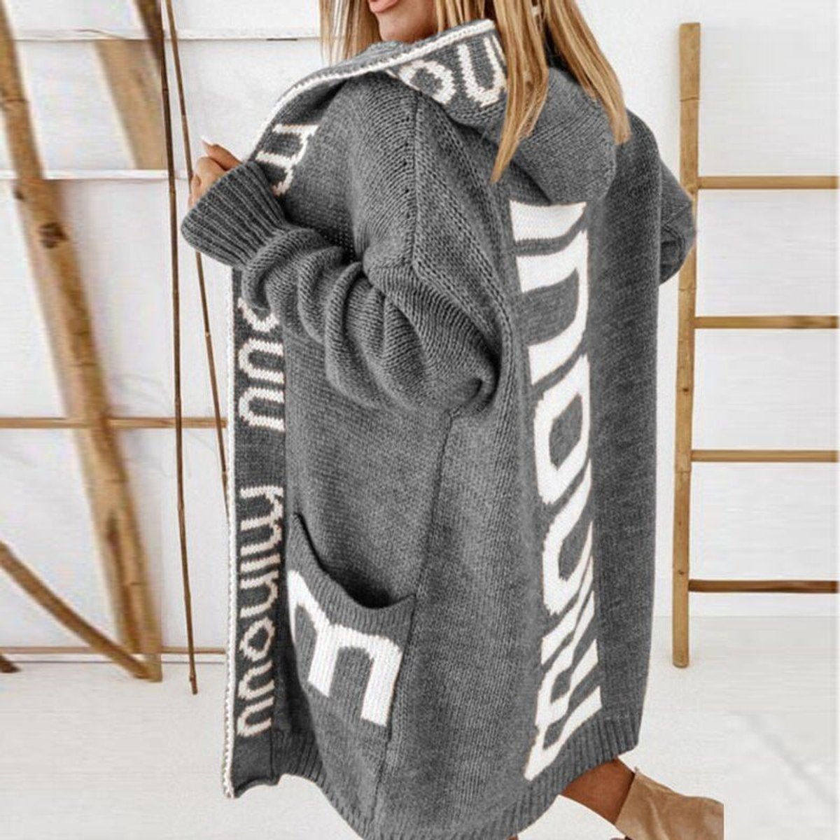 Rosabel | Cardigan en maille à capuche ouvert sur le devant
