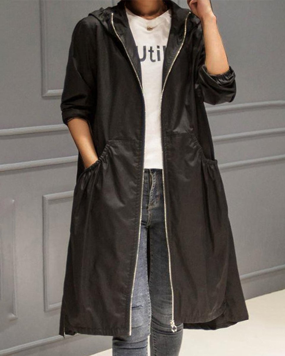 Kathleen | Trench long zippé à capuche