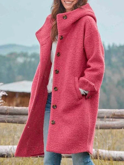 Eleanor | Manteau long à capuche et boutonnage devant