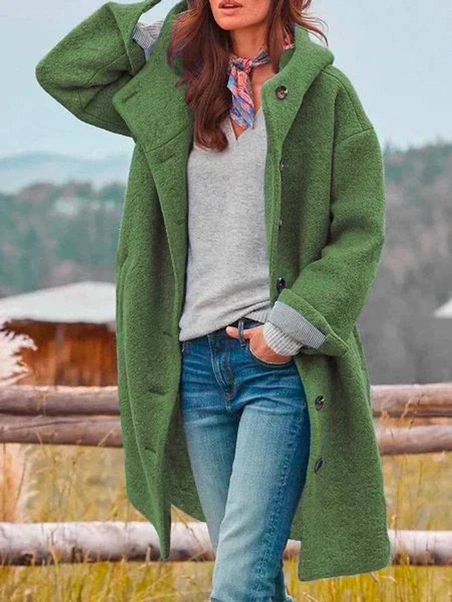 Eleanor | Manteau long à capuche et boutonnage devant