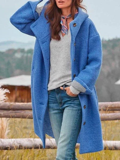 Eleanor | Manteau long à capuche et boutonnage devant