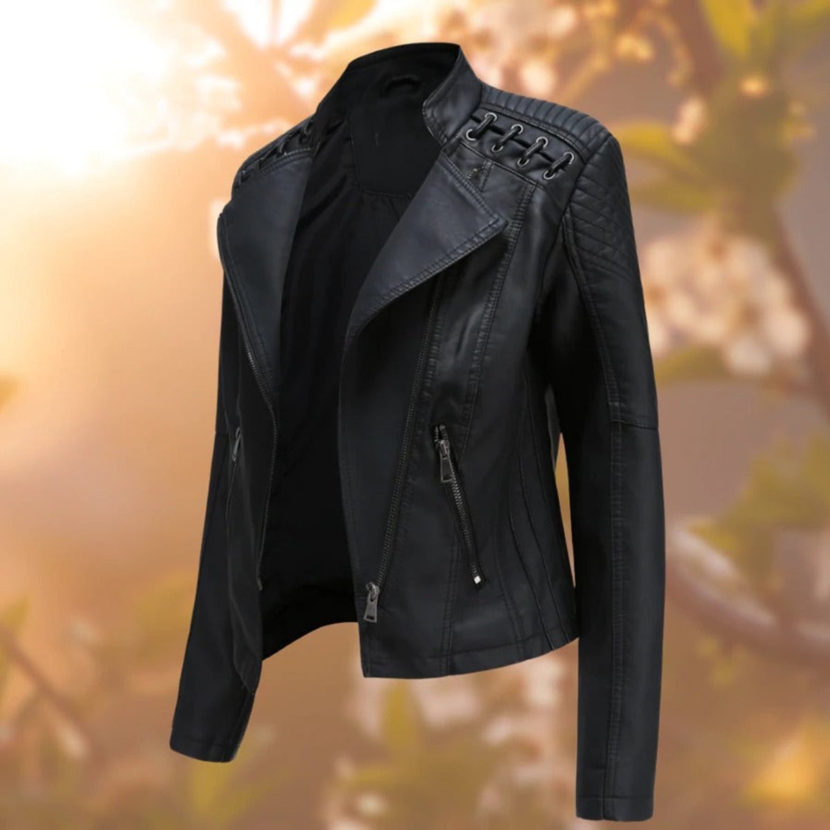 Valentina | Veste zippée style motard