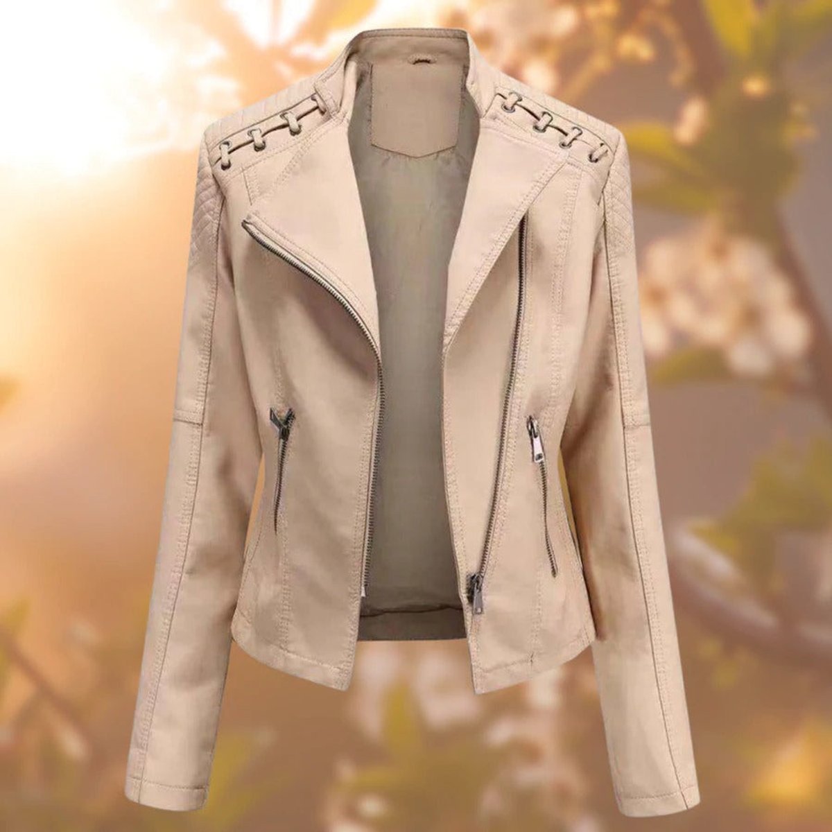 Valentina | Veste zippée style motard