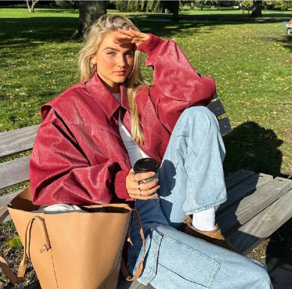 Renée | Blouson bomber oversize à surpiqûres contrastées