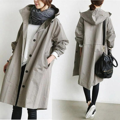 Maisie | Manteau oversize à capuche et boutonnage devant