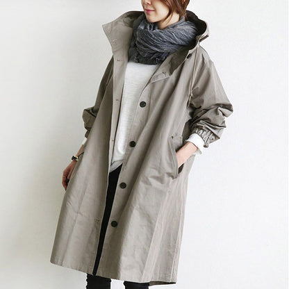 Maisie | Manteau oversize à capuche et boutonnage devant